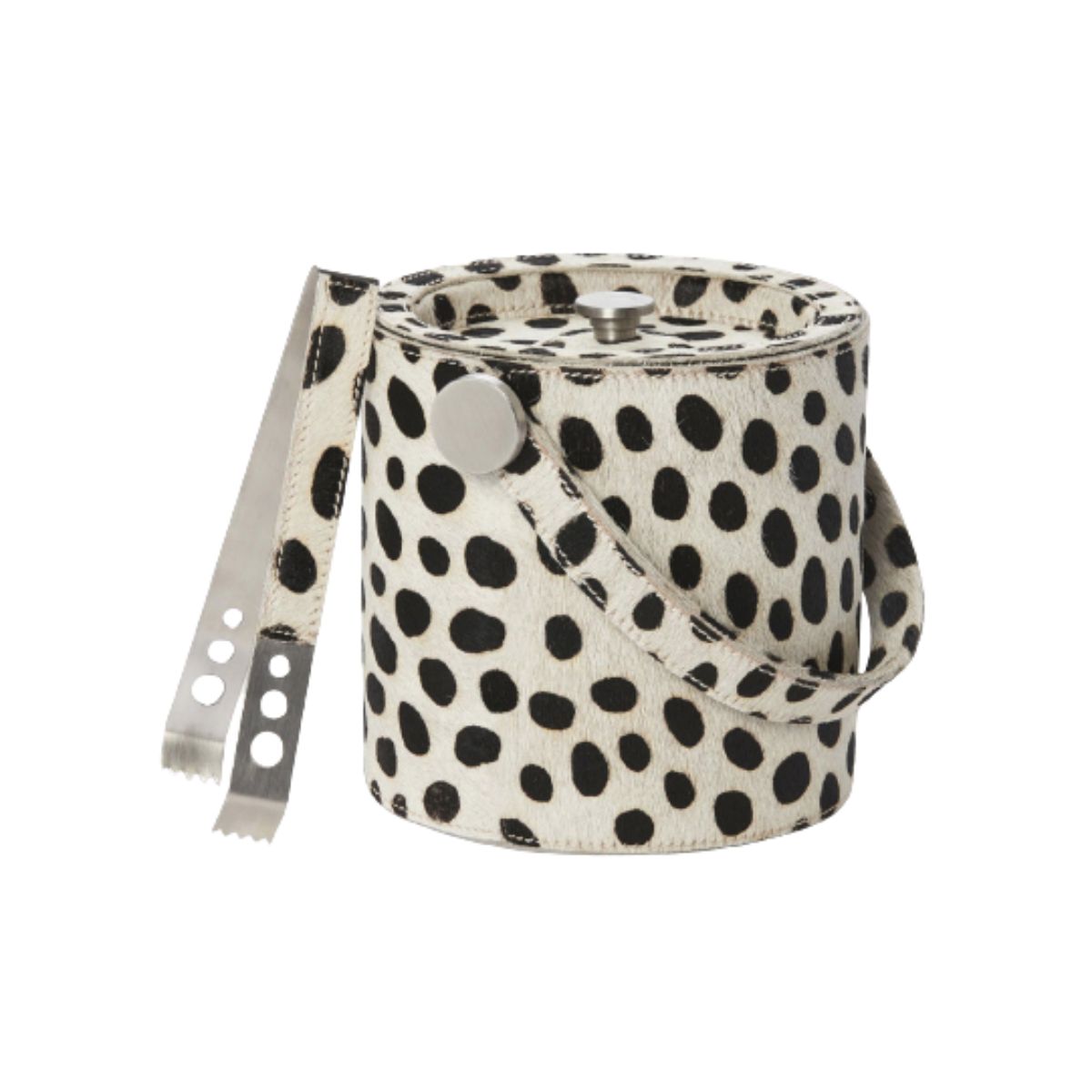 Dalmatian Print Hair on Hide Ice Bucket with Tong
