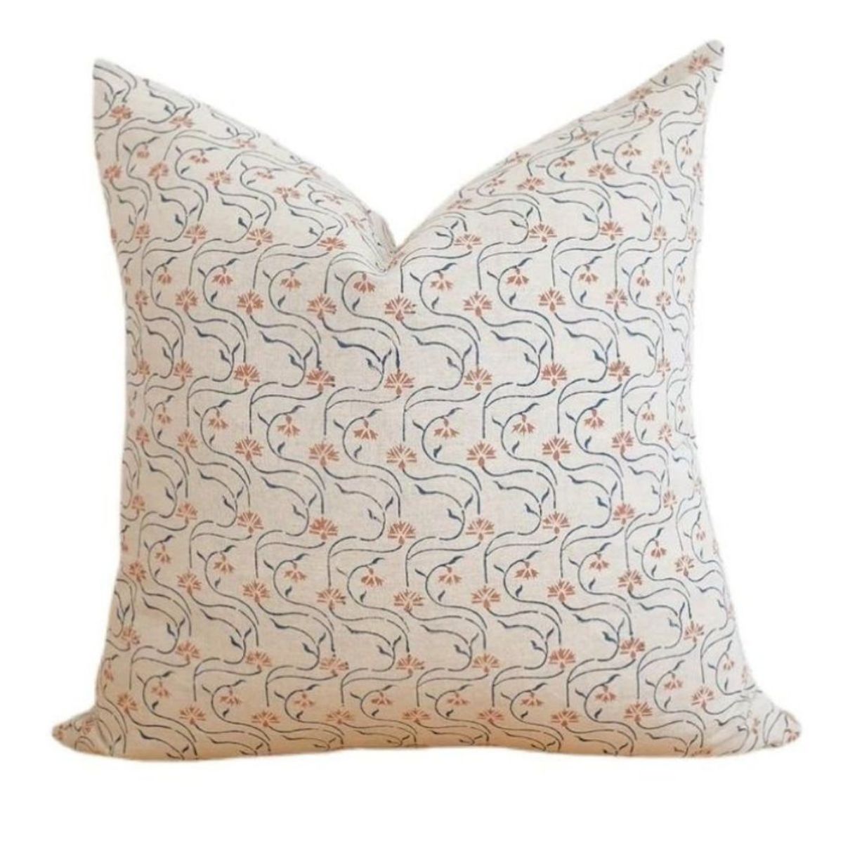 Saba Hand Block Printed Linen Pillow