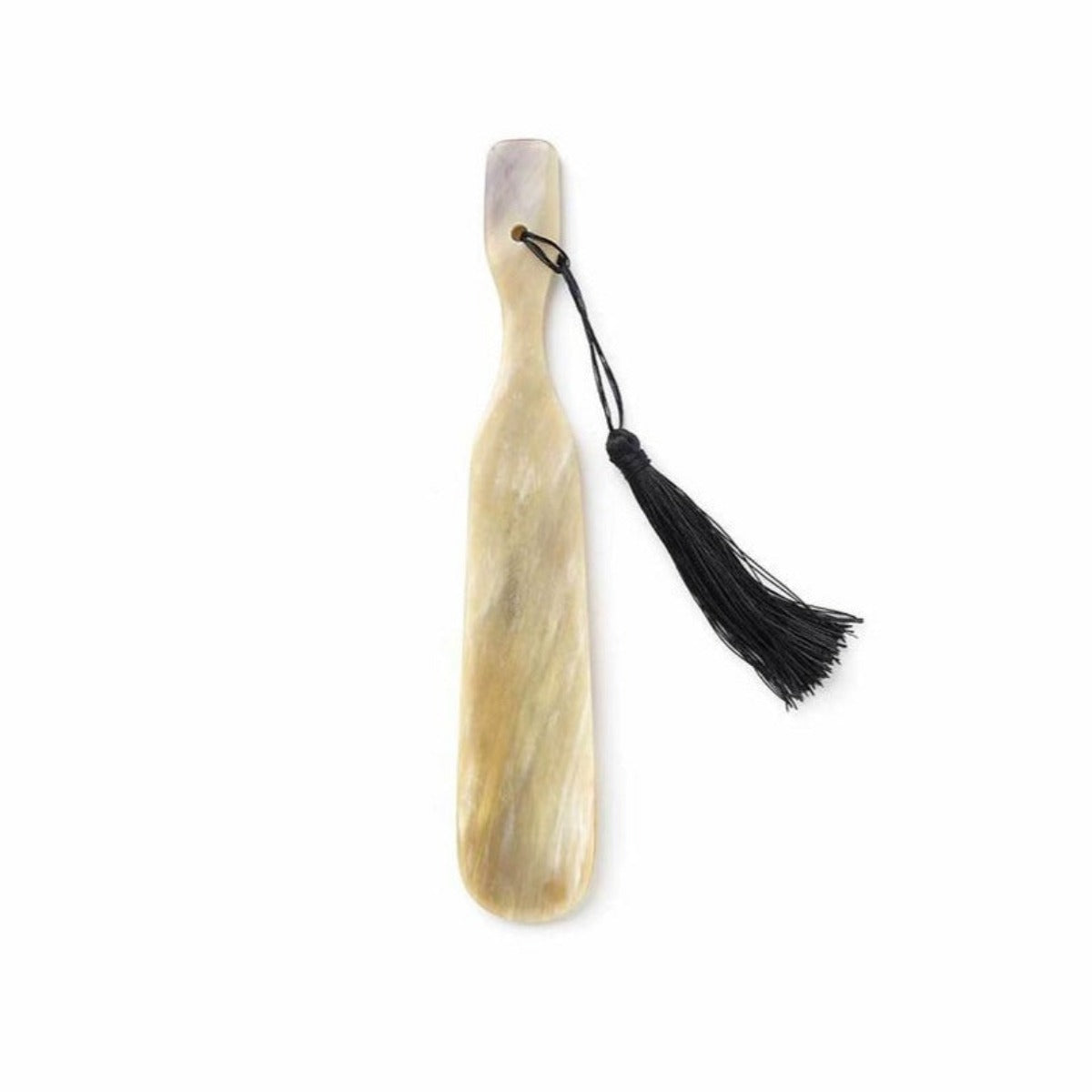 Shoe Horn with Tassel in Buffalo Natural Horn