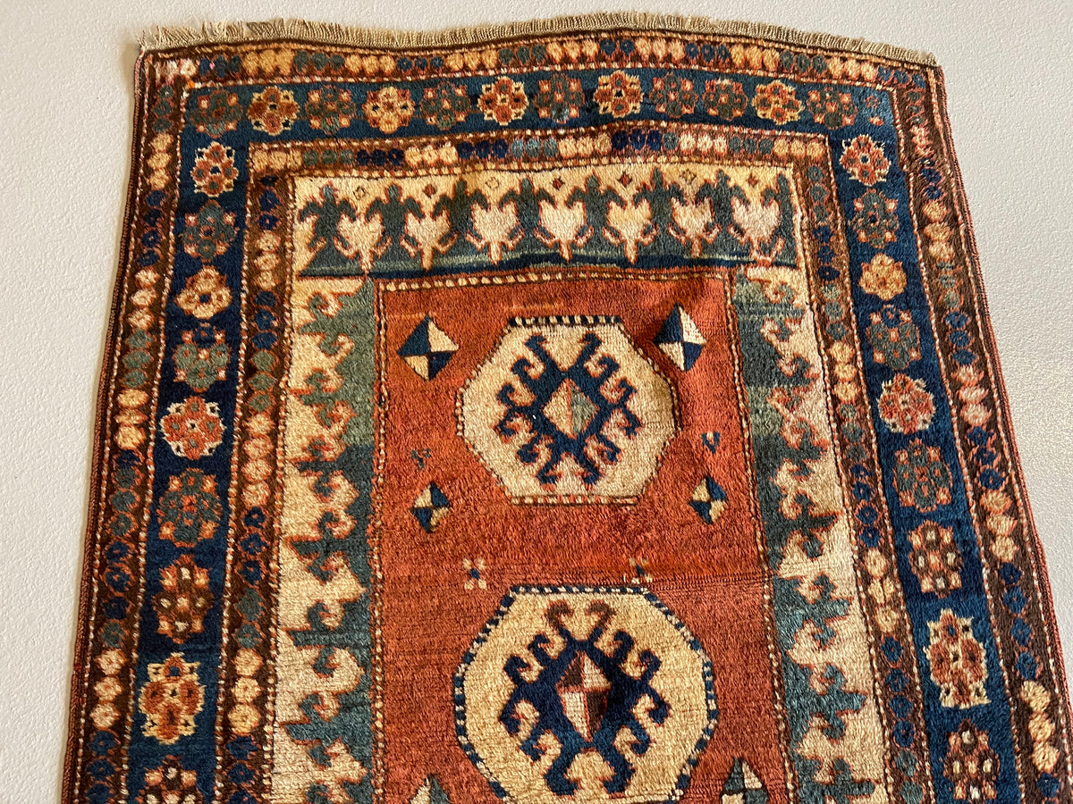 Antique Caucasian #102 Kazak Rust Rug 3.6&#39; x 6&#39;