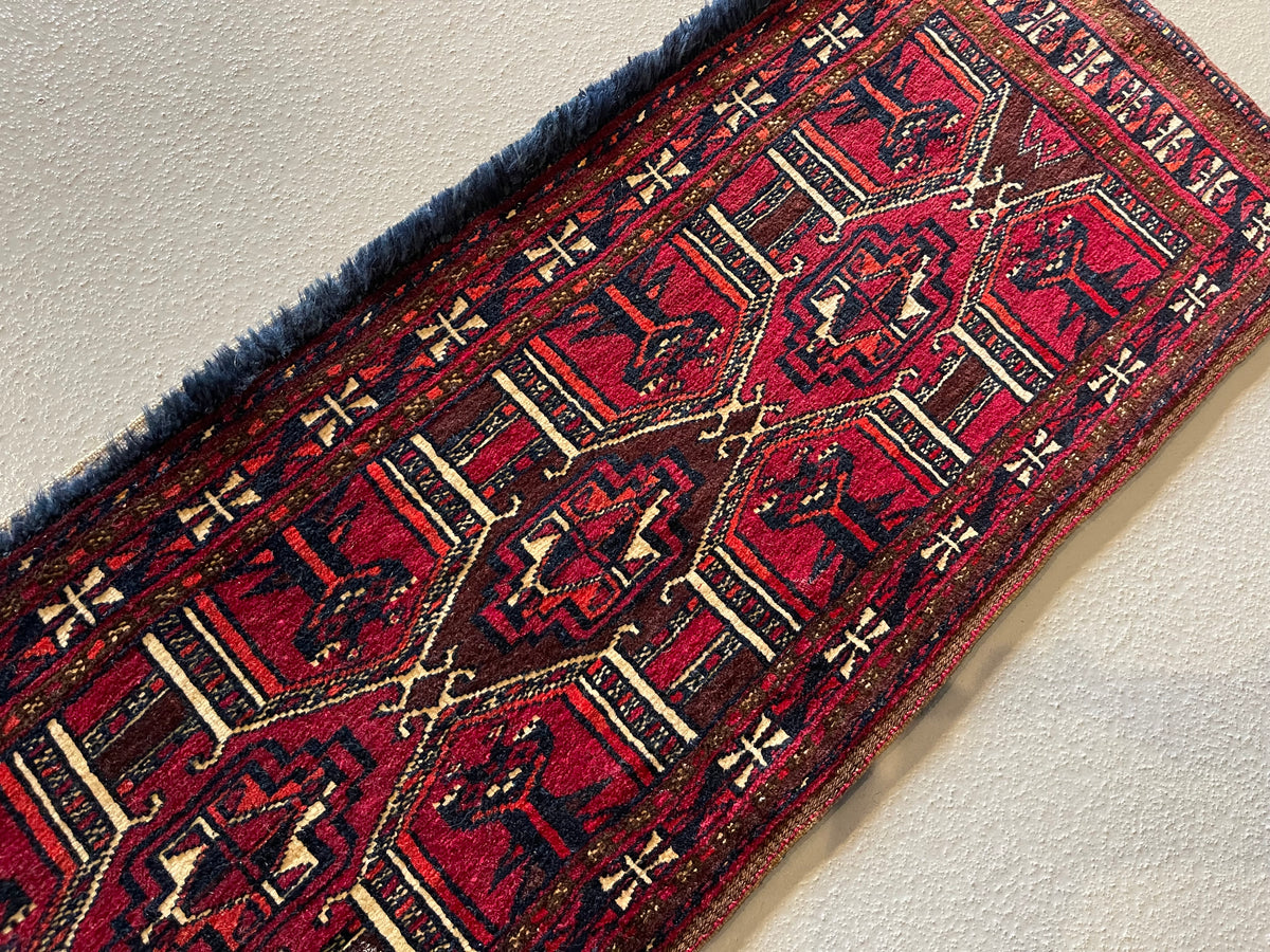 Antique Persian #108 Turkoman Red 4 x 1.2