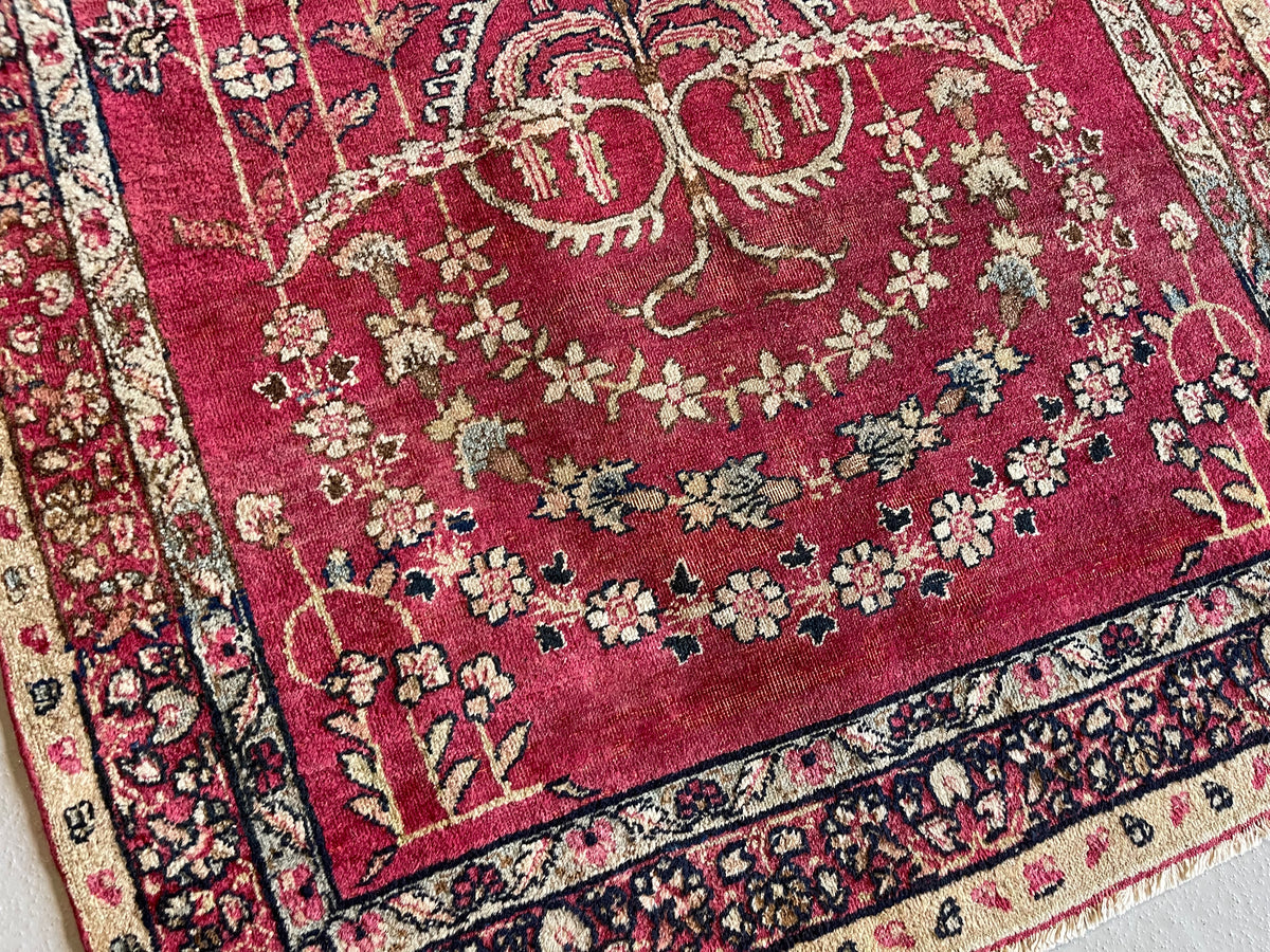 5&#39; x 3&#39; #112 Antique Persian Lavar Kerman Red Rug