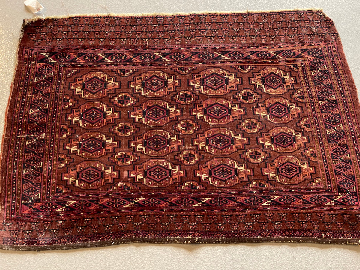 Antique Persian #114 Turkoman Rust Rug 3.3' x 4.10'