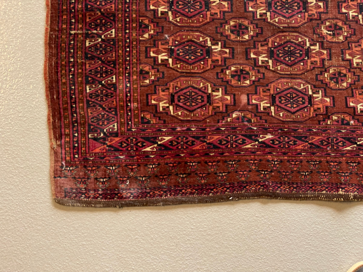 Antique Persian #114 Turkoman Rust Rug 3.3' x 4.10'