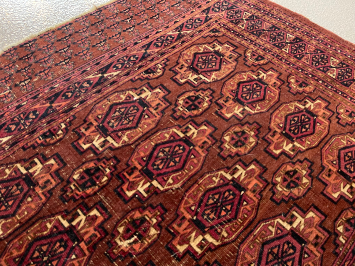 Antique Persian #114 Turkoman Rust Rug 3.3' x 4.10'