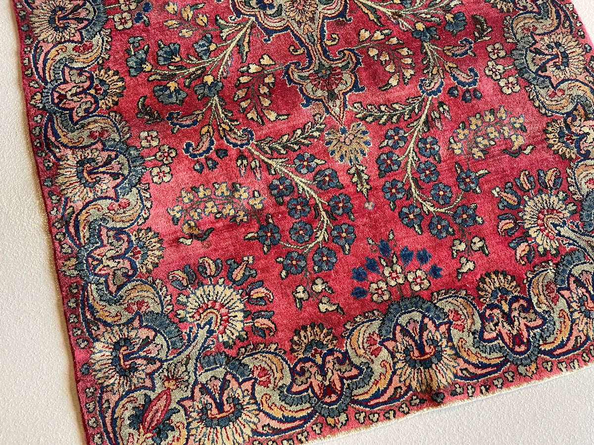 Antique Persian #115 Kerman Red Rug 3&#39; x 5&#39;