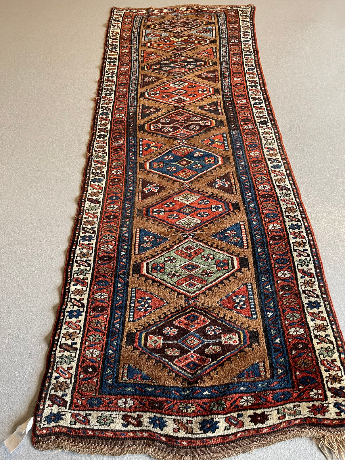 Antique Persian #119 Sarab Red Border Rug 10&#39; x 3.4&#39;
