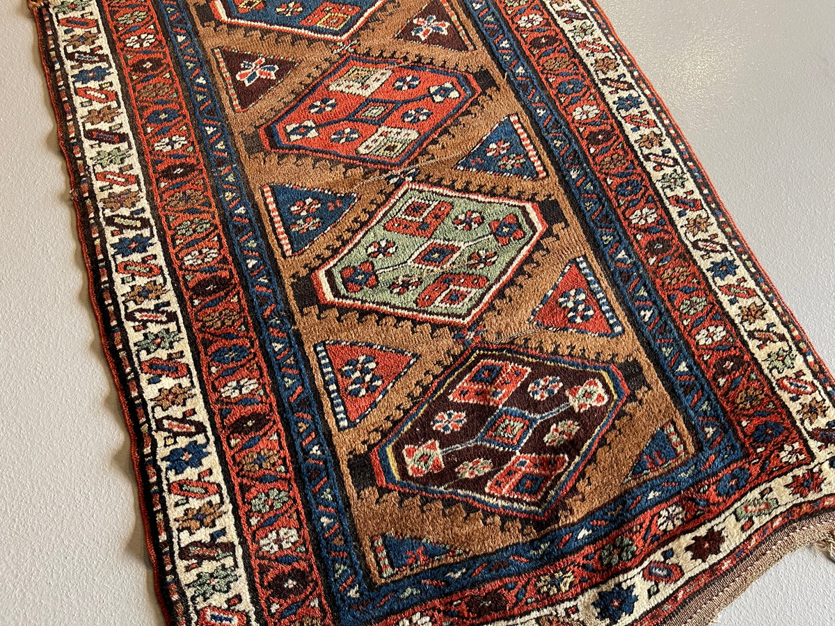 Antique Persian #119 Sarab Red Border Rug 10&#39; x 3.4&#39;