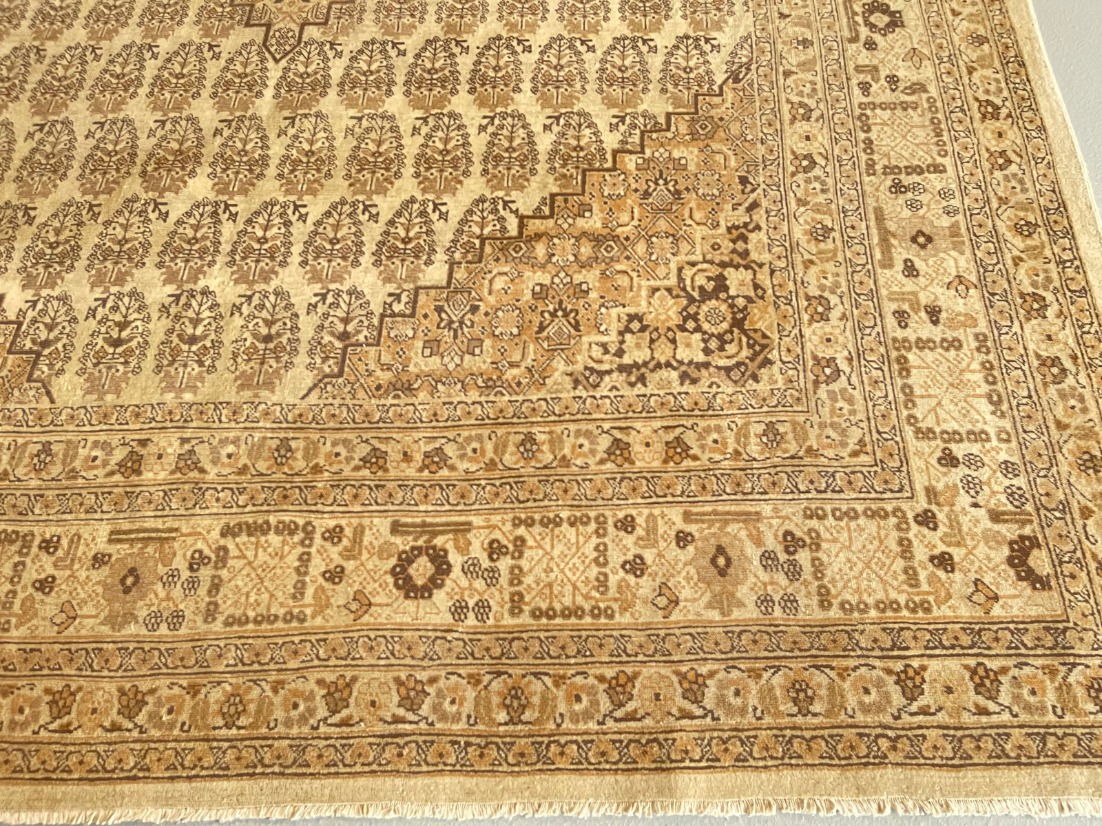 9.5' x 12.3' Antique Persian #11 Tabriz Beige Border 
