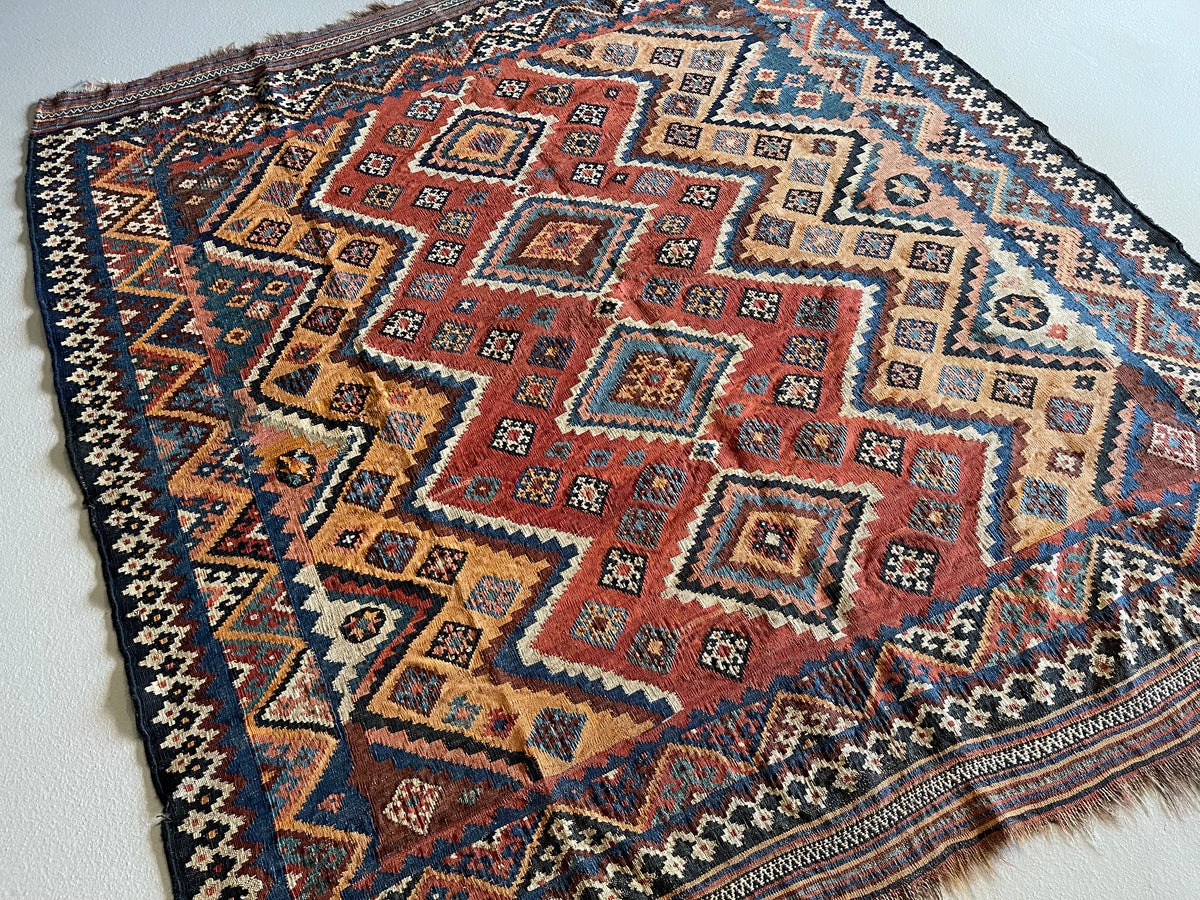 Antique Turkish #121 Kilim Rust 6 x 6.9