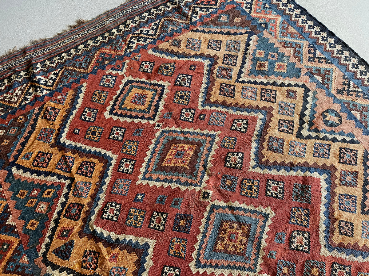 Antique Turkish #121 Kilim Rust 6 x 6.9
