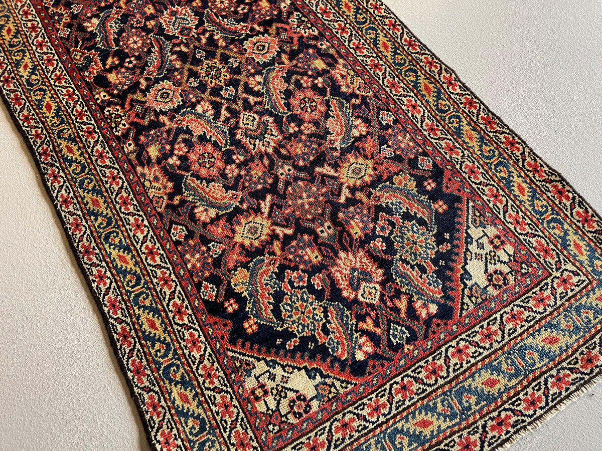 Antique Persian #128 Sultanabad Navy Rug 12.10&#39; x 3&#39;
