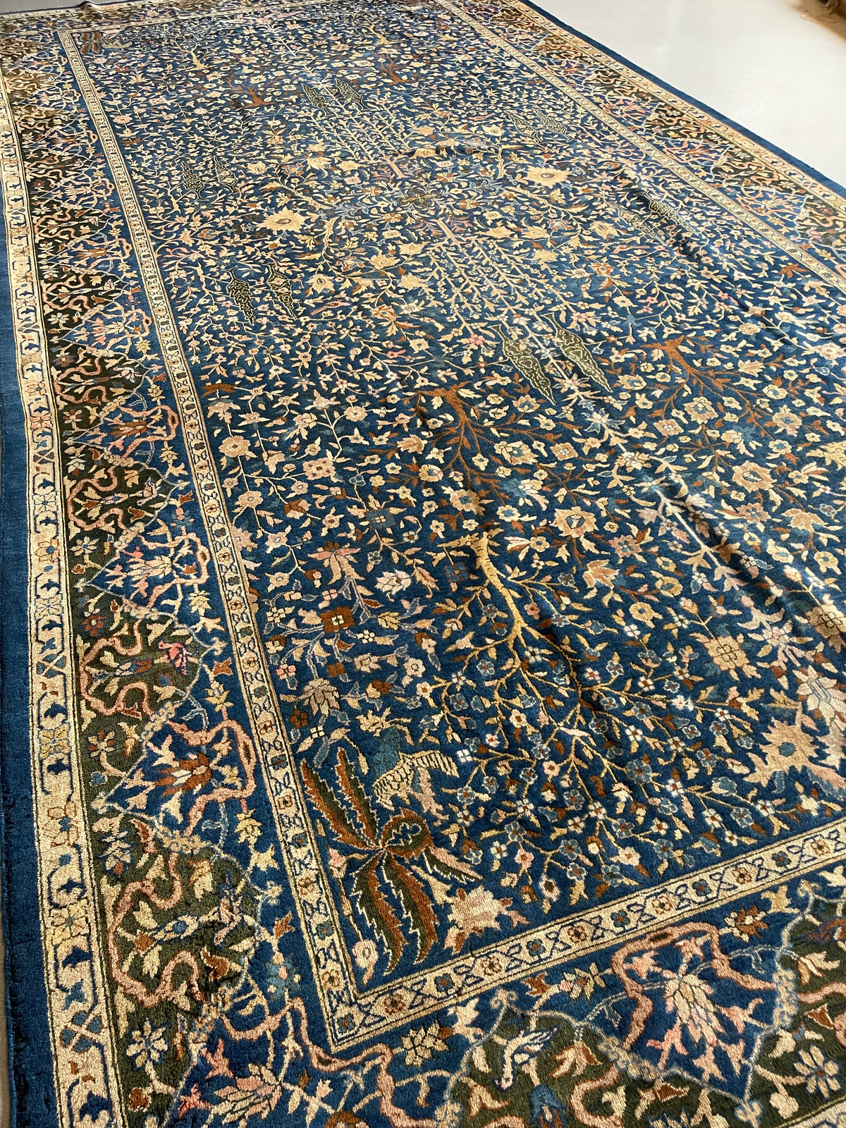 Antique Indian #23 Agra Blue Border 9 x 17.9
