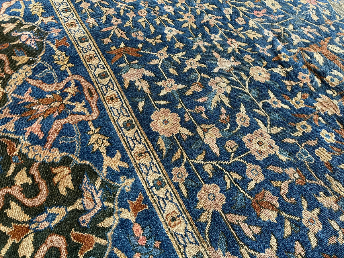 Antique Indian #23 Agra Blue Border 9 x 17.9