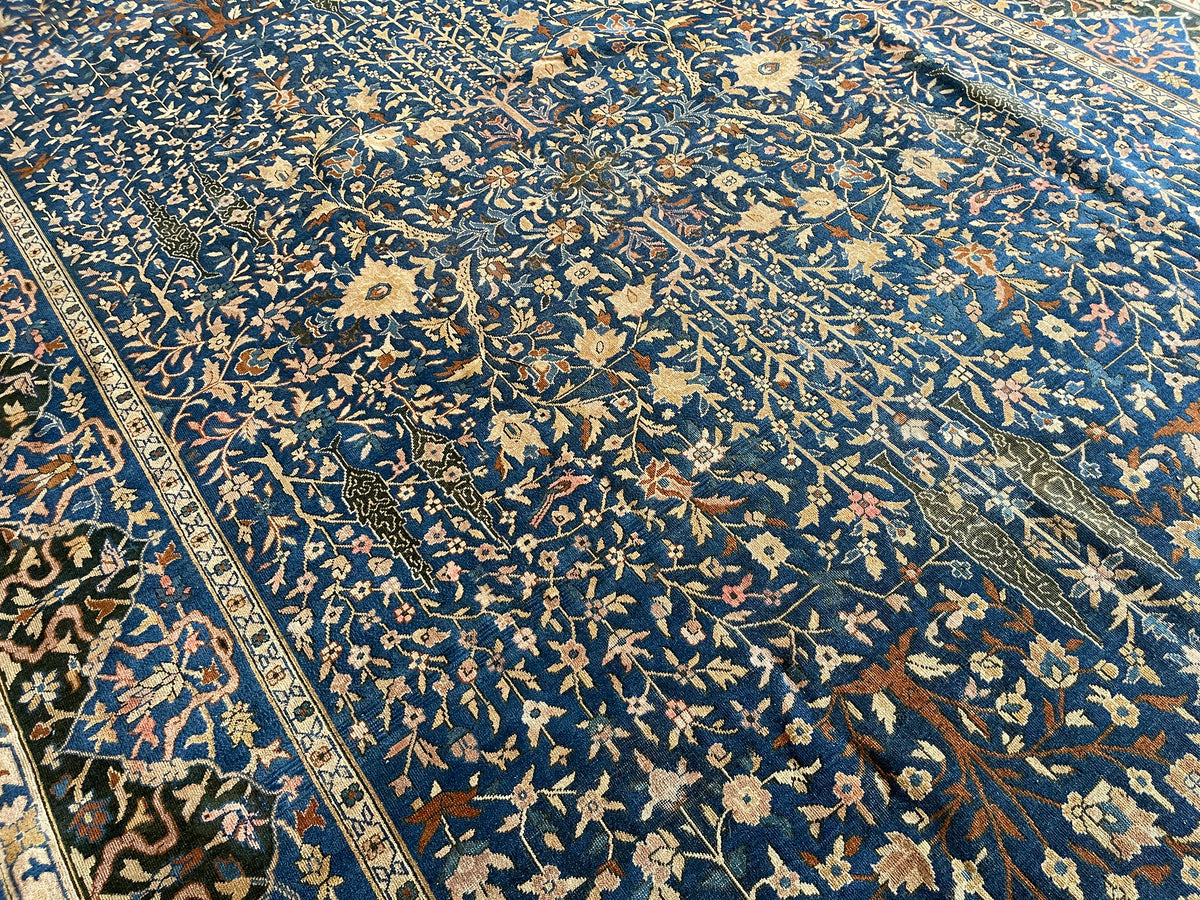 Antique Indian #23 Agra Blue Border 9 x 17.9