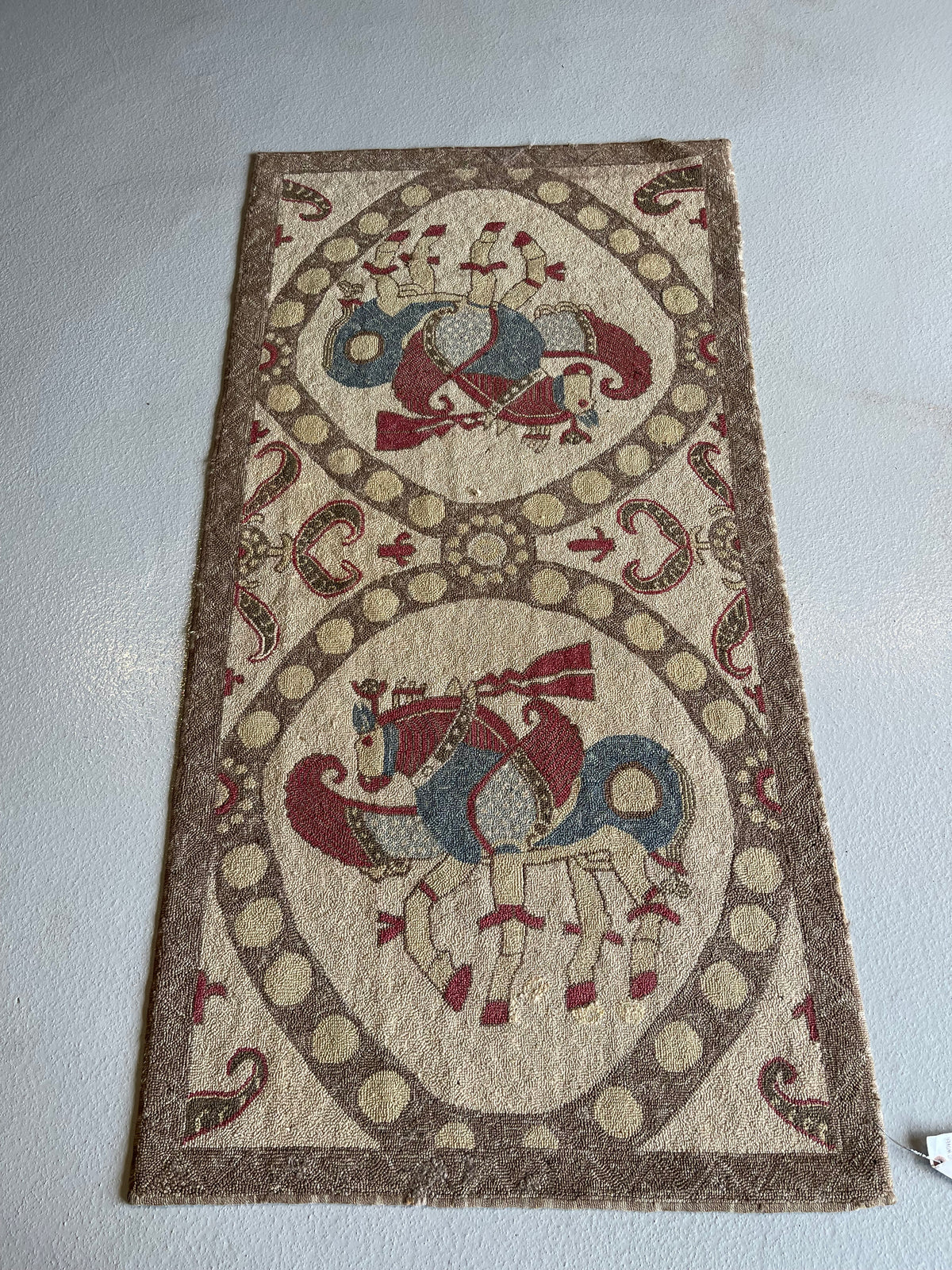 #2505 Hook Rug Old 2.5 x 4.8