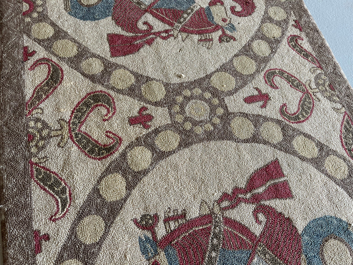 #2505 Hook Rug Old 2.5 x 4.8