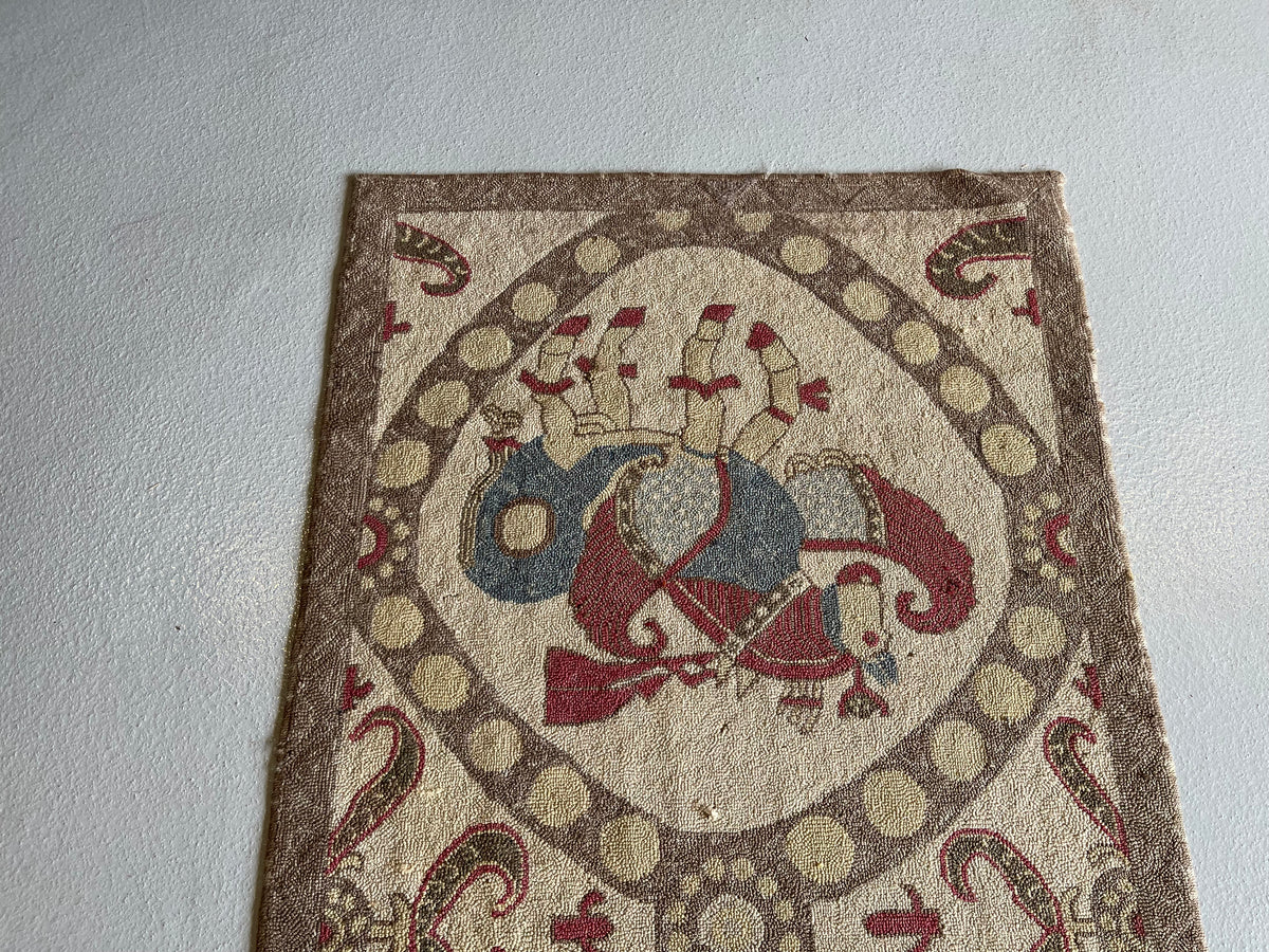 #2505 Hook Rug Old 2.5 x 4.8