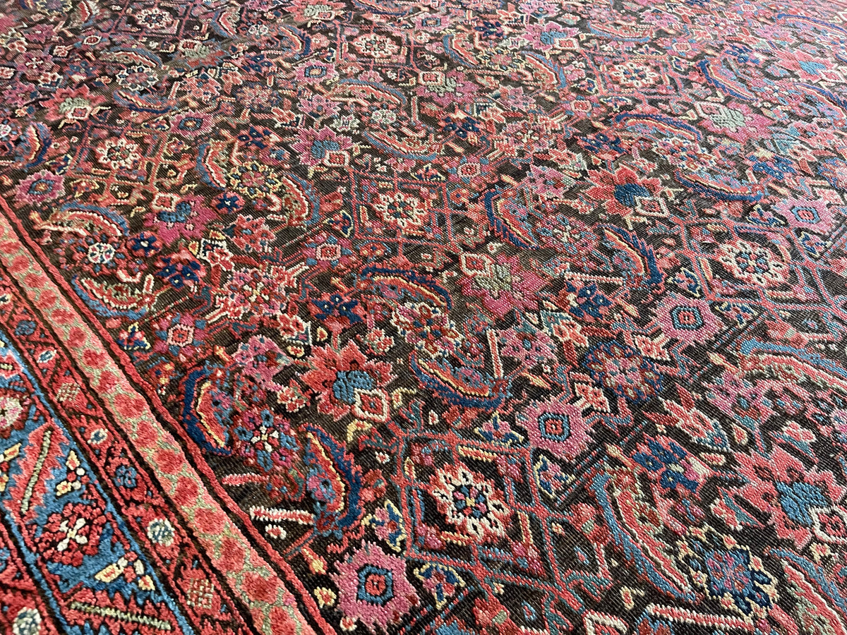 6.5&#39; x 14&#39; Antique Persian #31 Serape Bakshaish Teal Border
