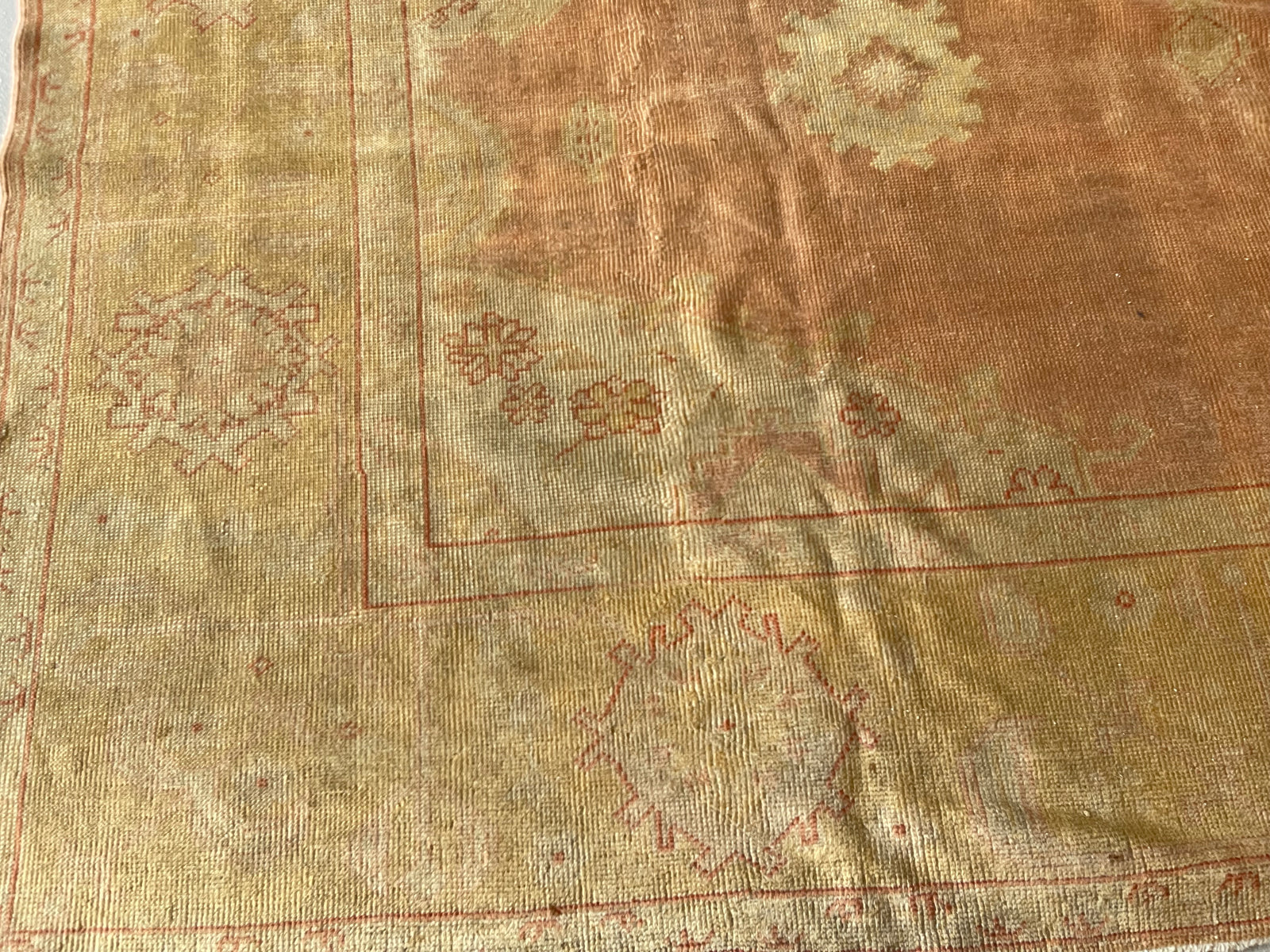 9.8' x 13' Antique Turkish #36 Oushak Cream Medallion 