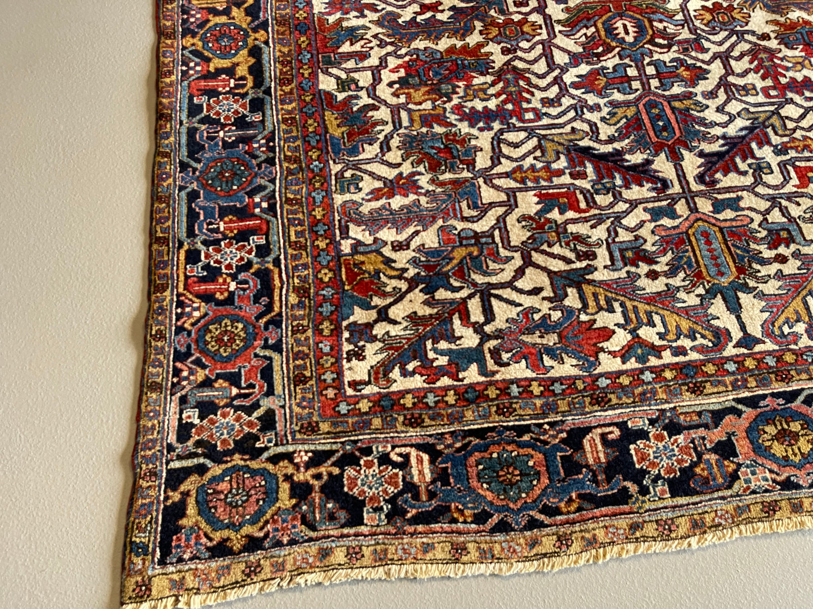 7.10' x 10.10' Antique Persian #4 Heriz Rug Navy Border 