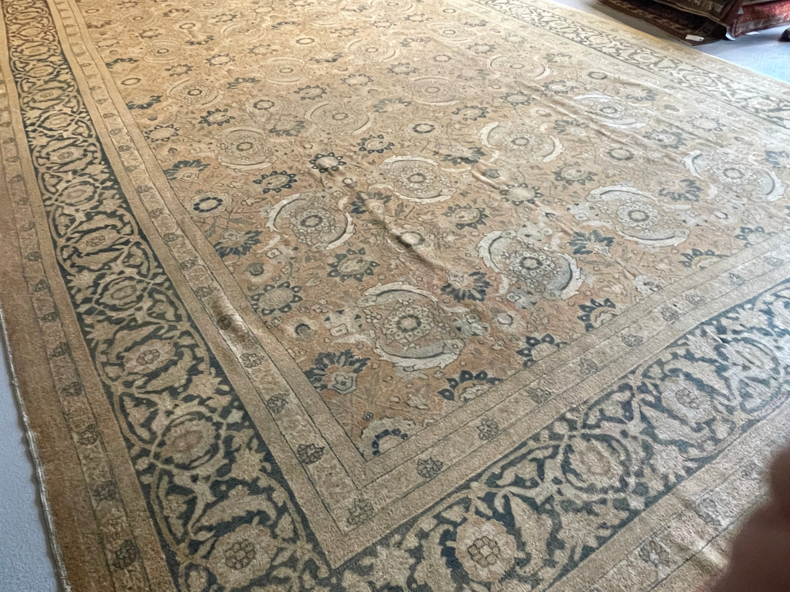 12.6' x 18' Antique Persian #54 Tabriz Salmon Rug 