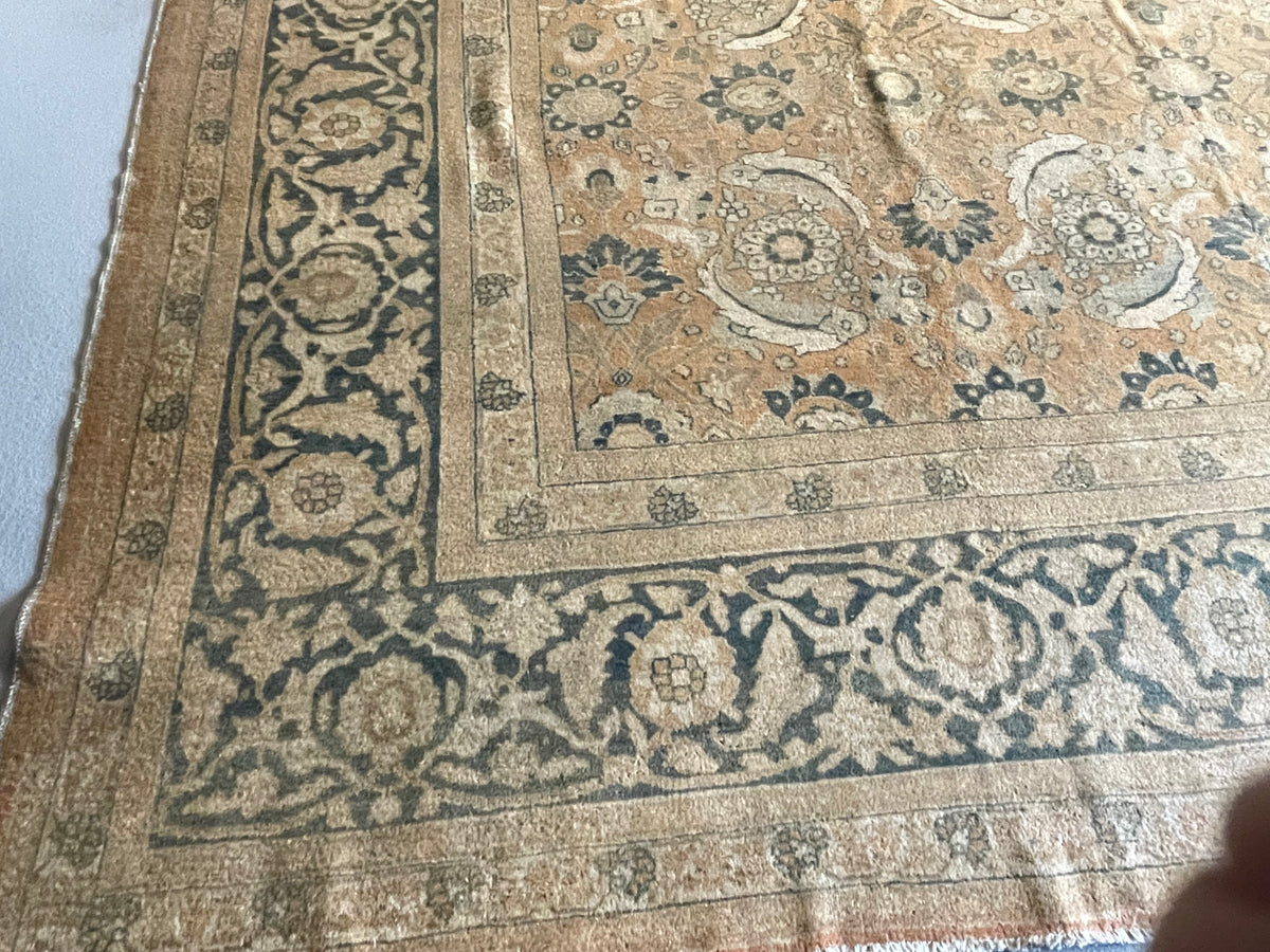 12.6&#39; x 18&#39; Antique Persian #54 Tabriz Salmon Rug