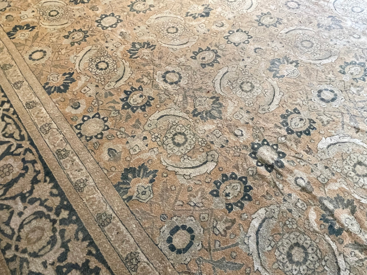 12.6&#39; x 18&#39; Antique Persian #54 Tabriz Salmon Rug