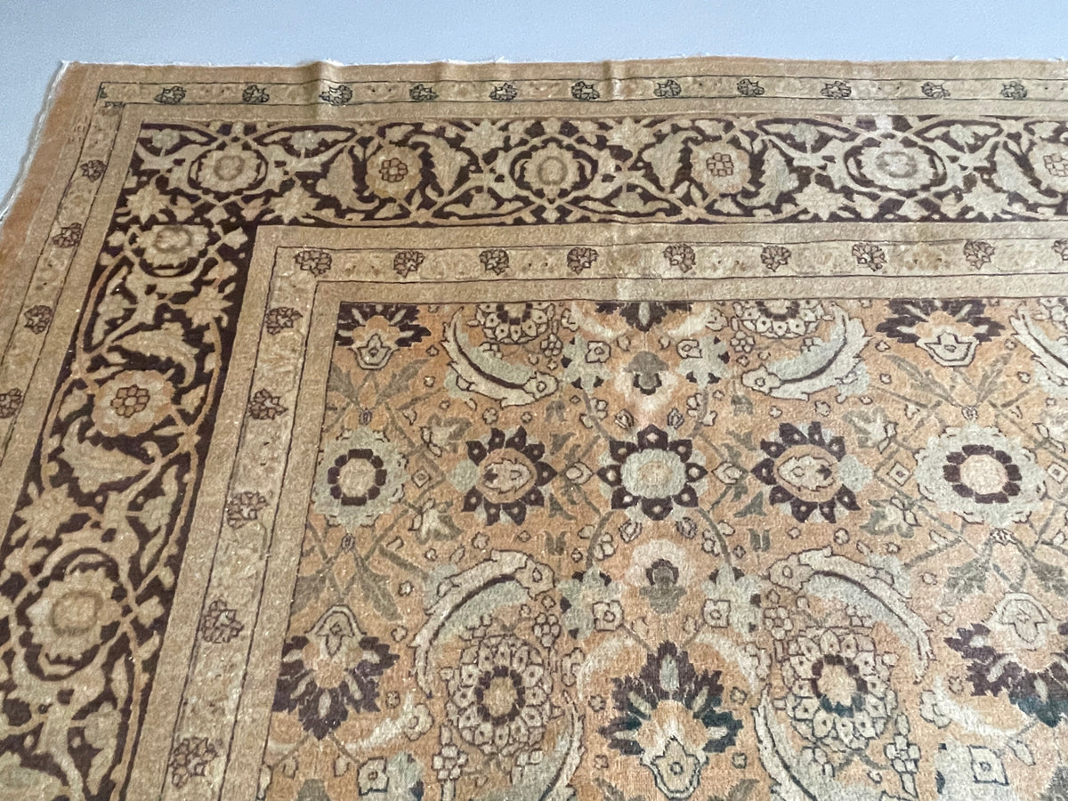 12.6&#39; x 18&#39; Antique Persian #54 Tabriz Salmon Rug