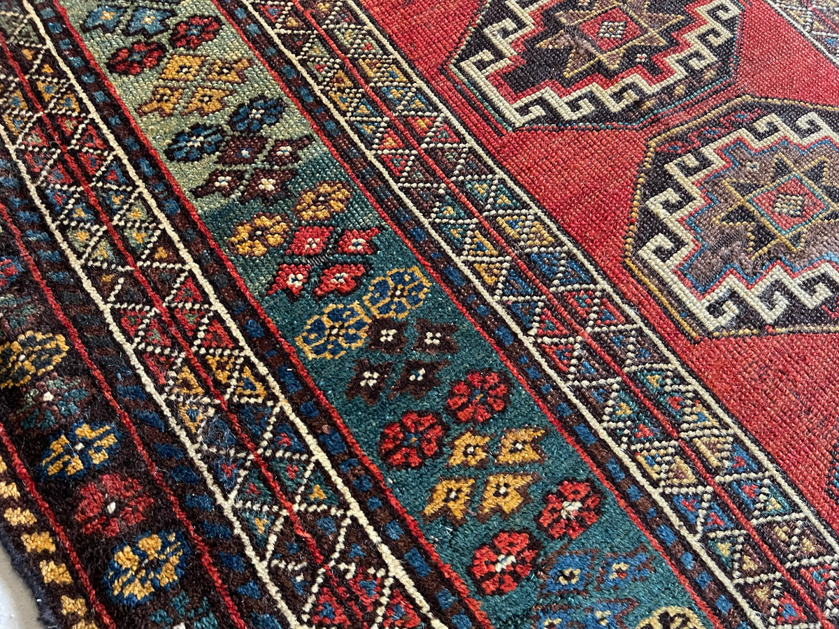 Antique Russian #62 Kazak Red Rug 13&#39; x 4.4&#39;