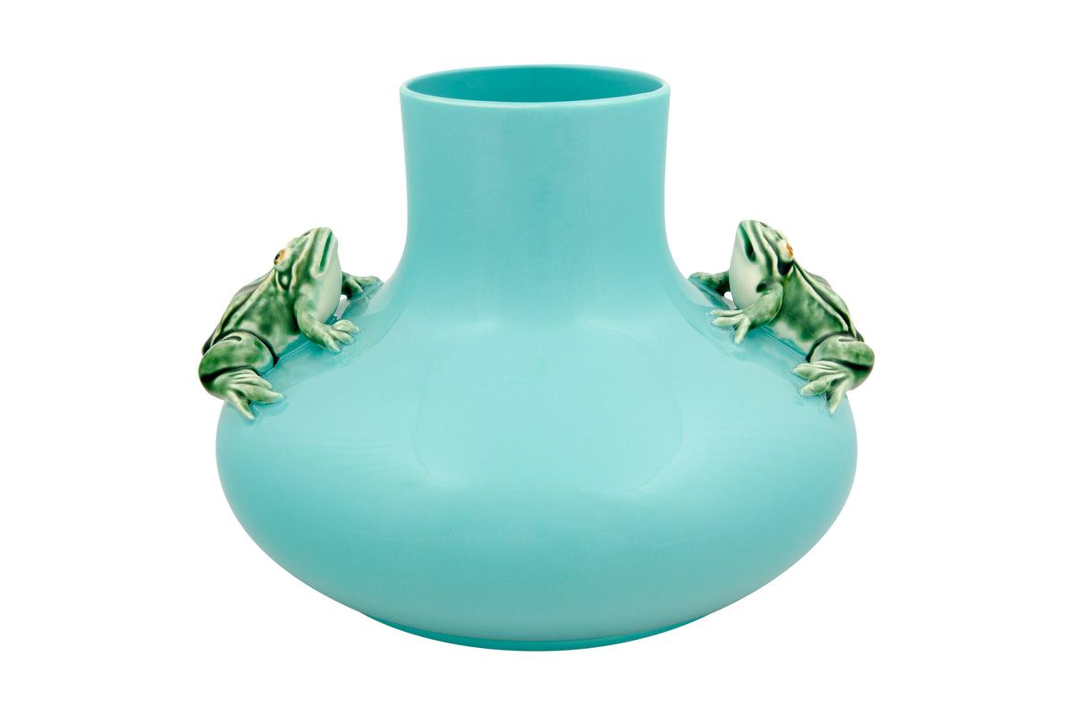Bordallo Pinheiro Large Vase with Two Frogs