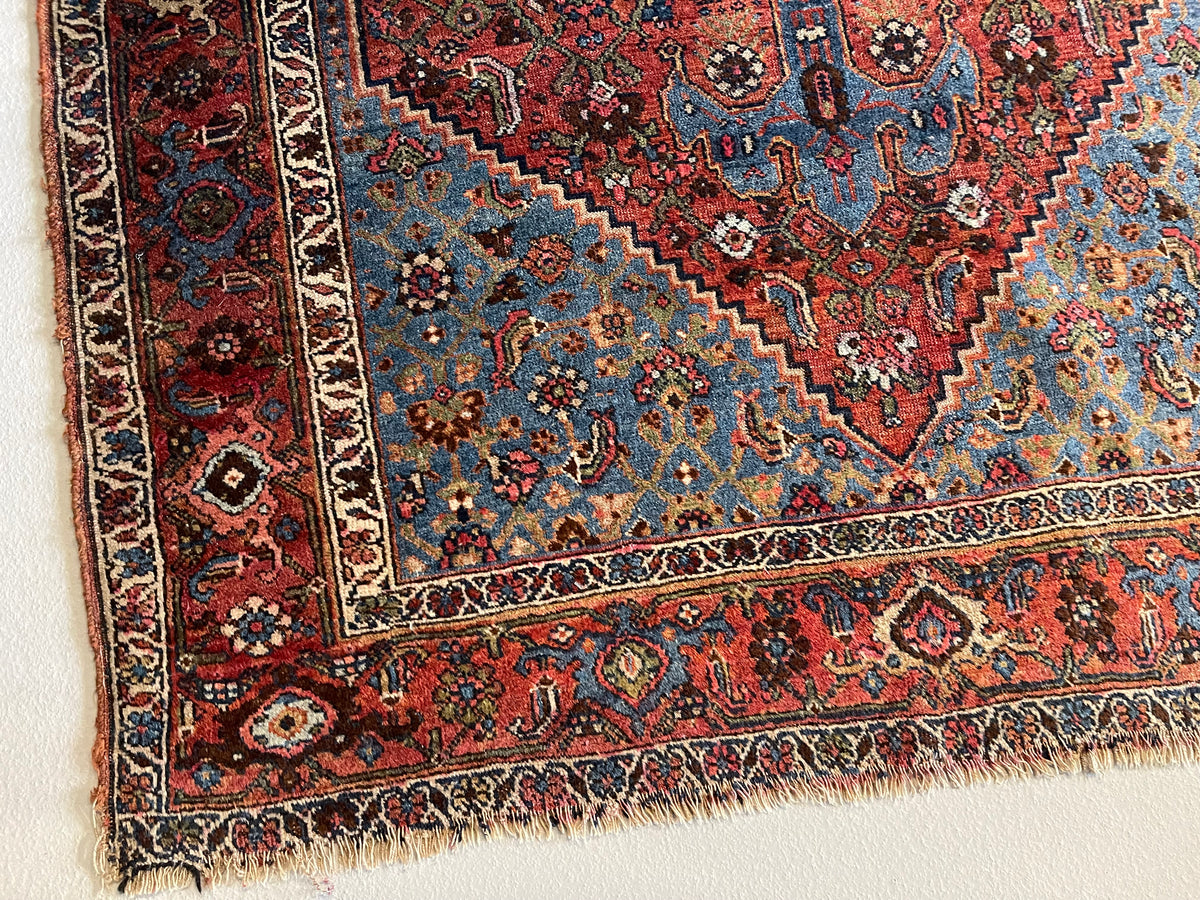 Antique Persian #79 Bijar Blue Rug 7&#39; x 4.6&#39;