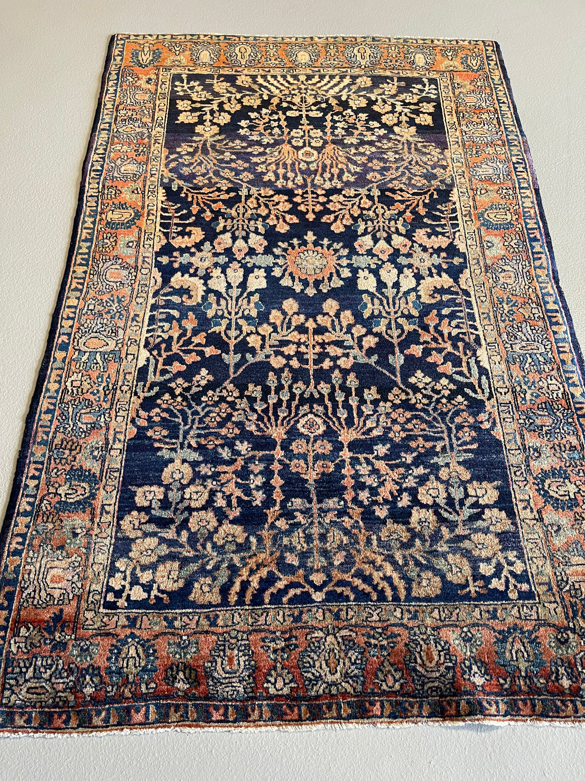 Antique Persian #87 Sarouk Navy Rug 6.5&#39; x 5.4&#39;