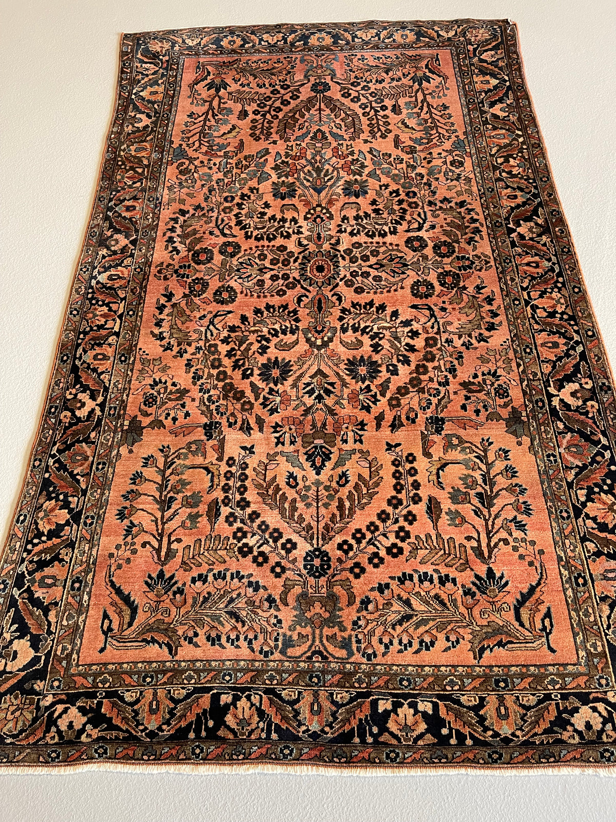 4.0' x 6.8' Antique Persian #90 Sarouk Salmon Rug