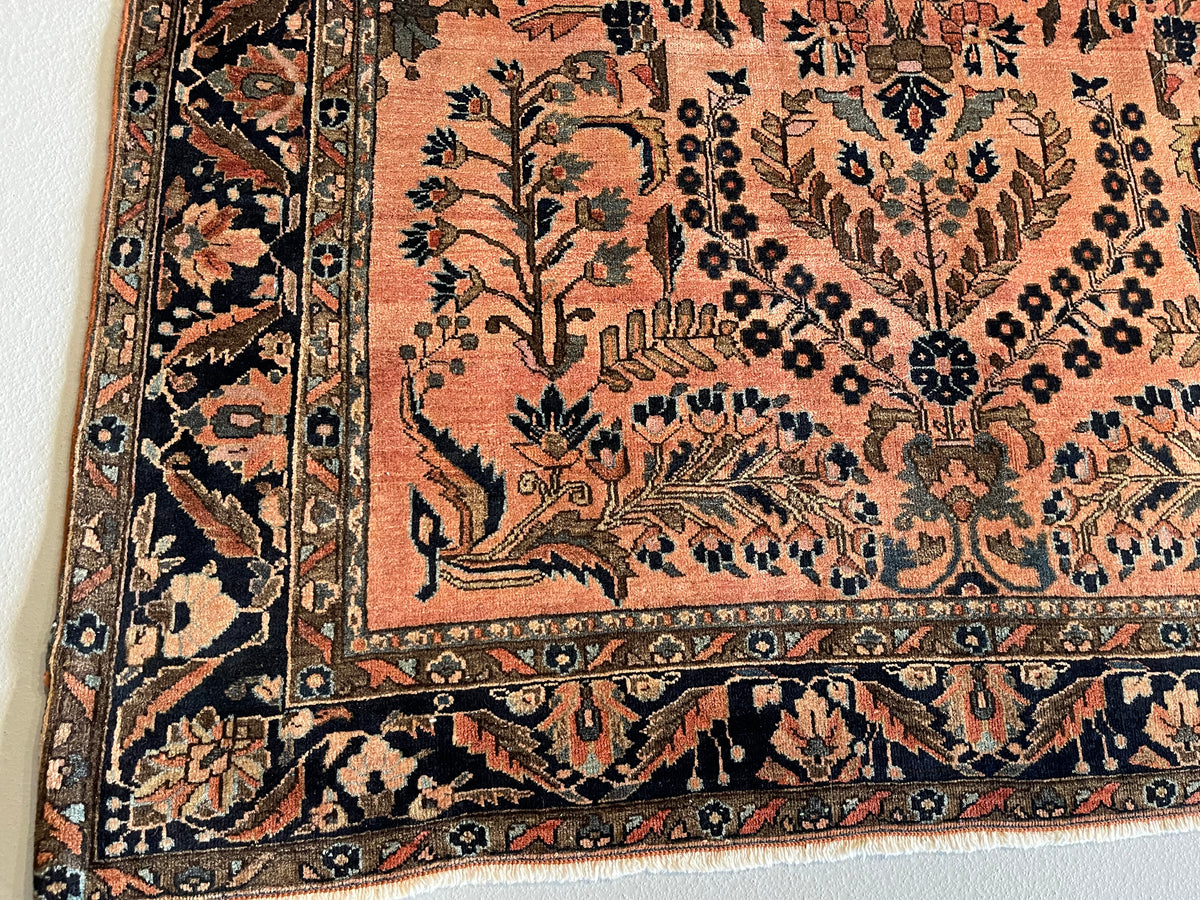 4.0' x 6.8' Antique Persian #90 Sarouk Salmon Rug