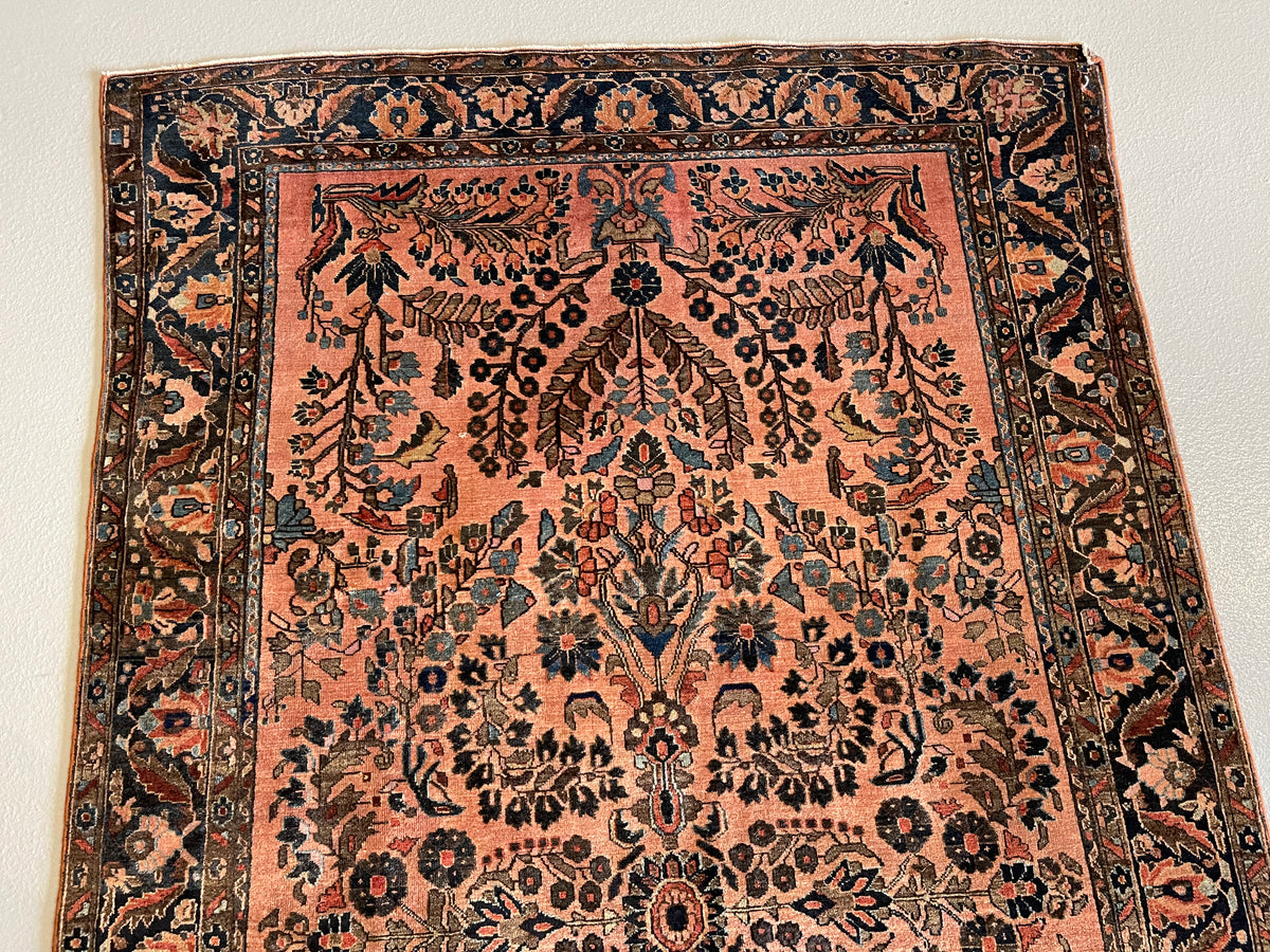 4.0' x 6.8' Antique Persian #90 Sarouk Salmon Rug