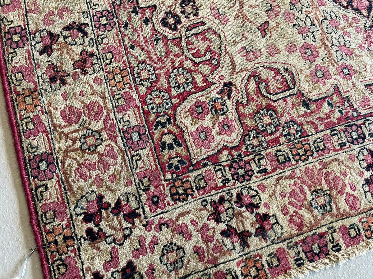 Antique Persian #92 Lavar Kerman Beige Rug  5.11&#39; x 4.0&#39;