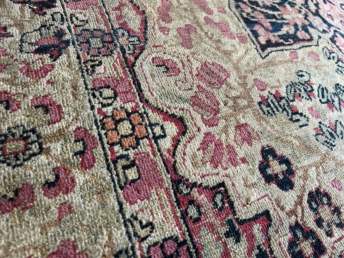 Antique Persian #92 Lavar Kerman Beige Rug  5.11&#39; x 4.0&#39;