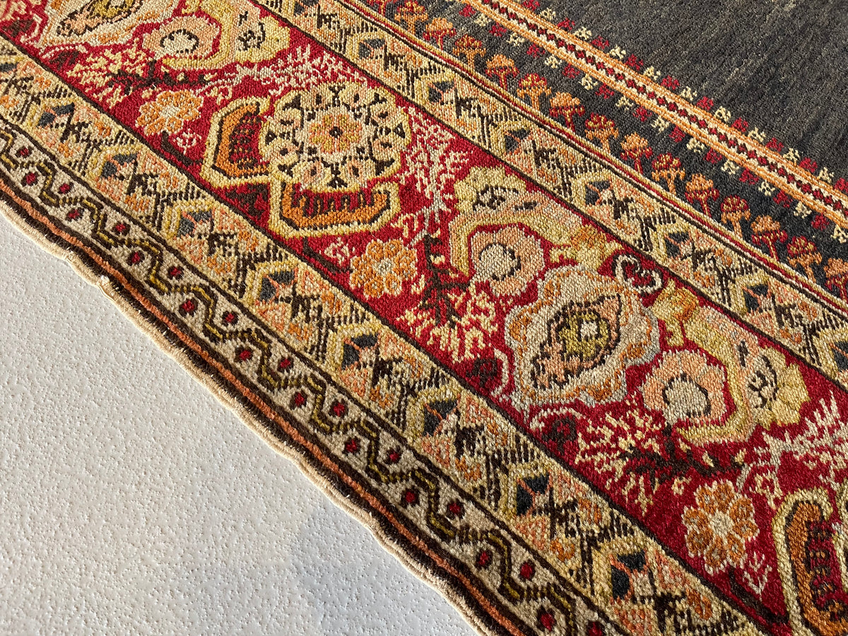 Antique Turkish #94 Sivas Navy Medallion Rug 6.8&#39; x 4.6&#39;