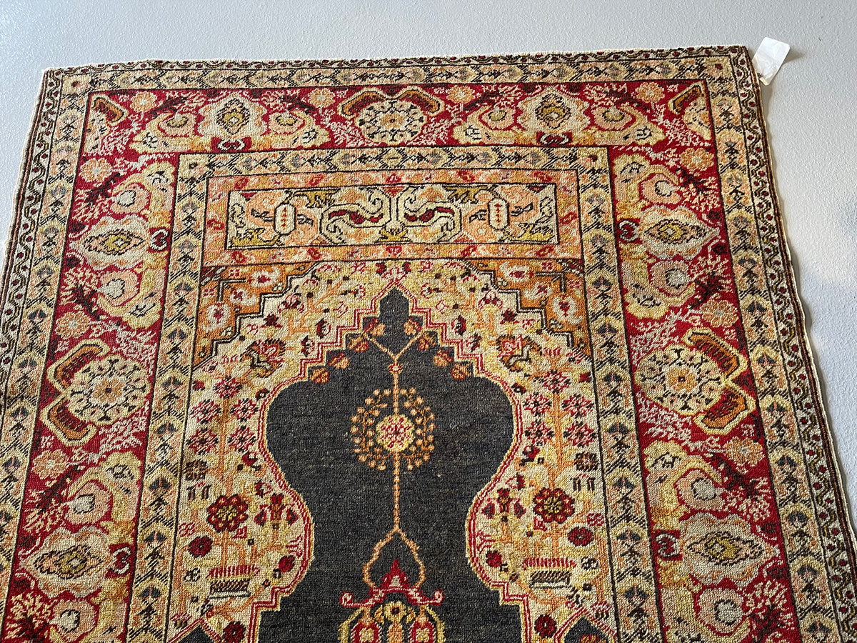 Antique Turkish #94 Sivas Navy Medallion Rug 6.8&#39; x 4.6&#39;