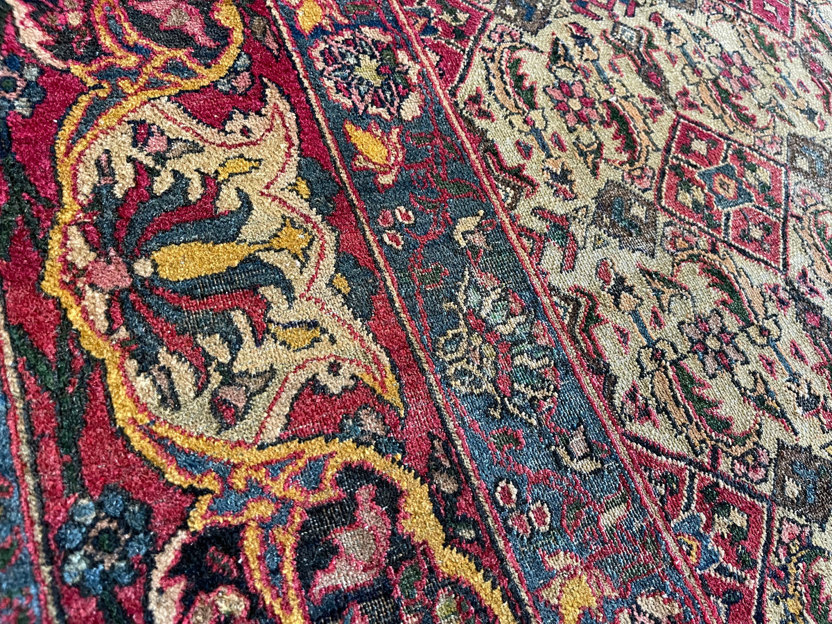 Antique Persian #95 Kerman Navy Rug 4.6&#39; x 6.6&#39;
