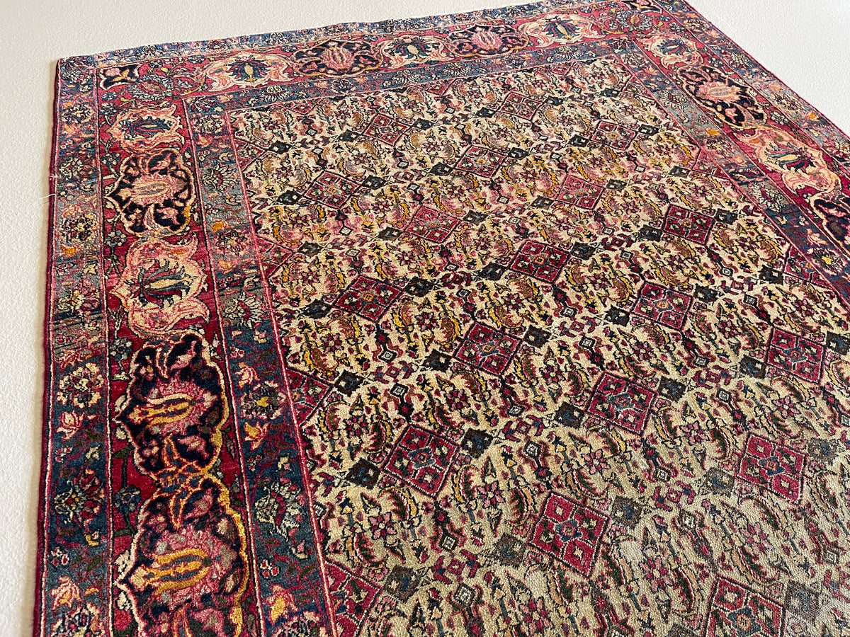 Antique Persian #95 Kerman Navy Rug 4.6&#39; x 6.6&#39;