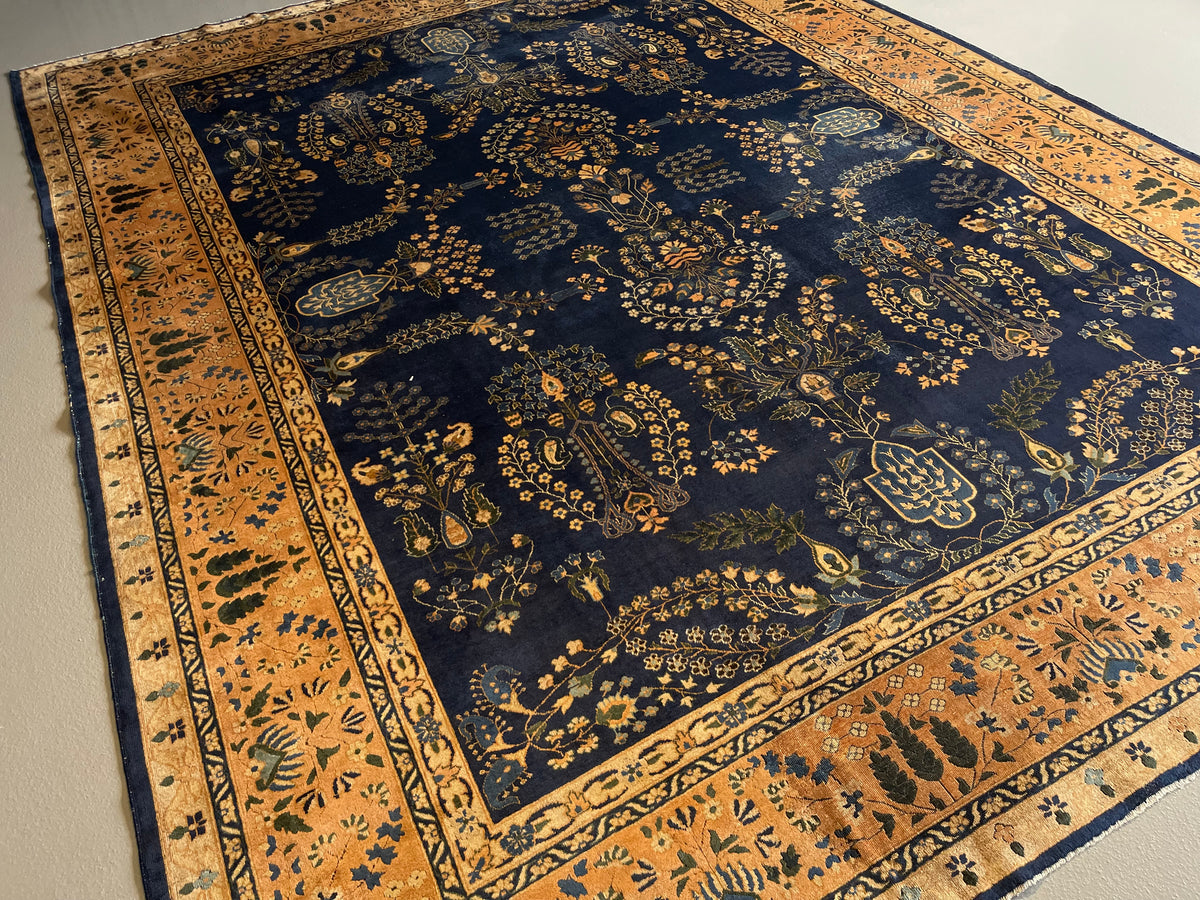 Antique Indian #46 Agra Salmon Border 9 x 12
