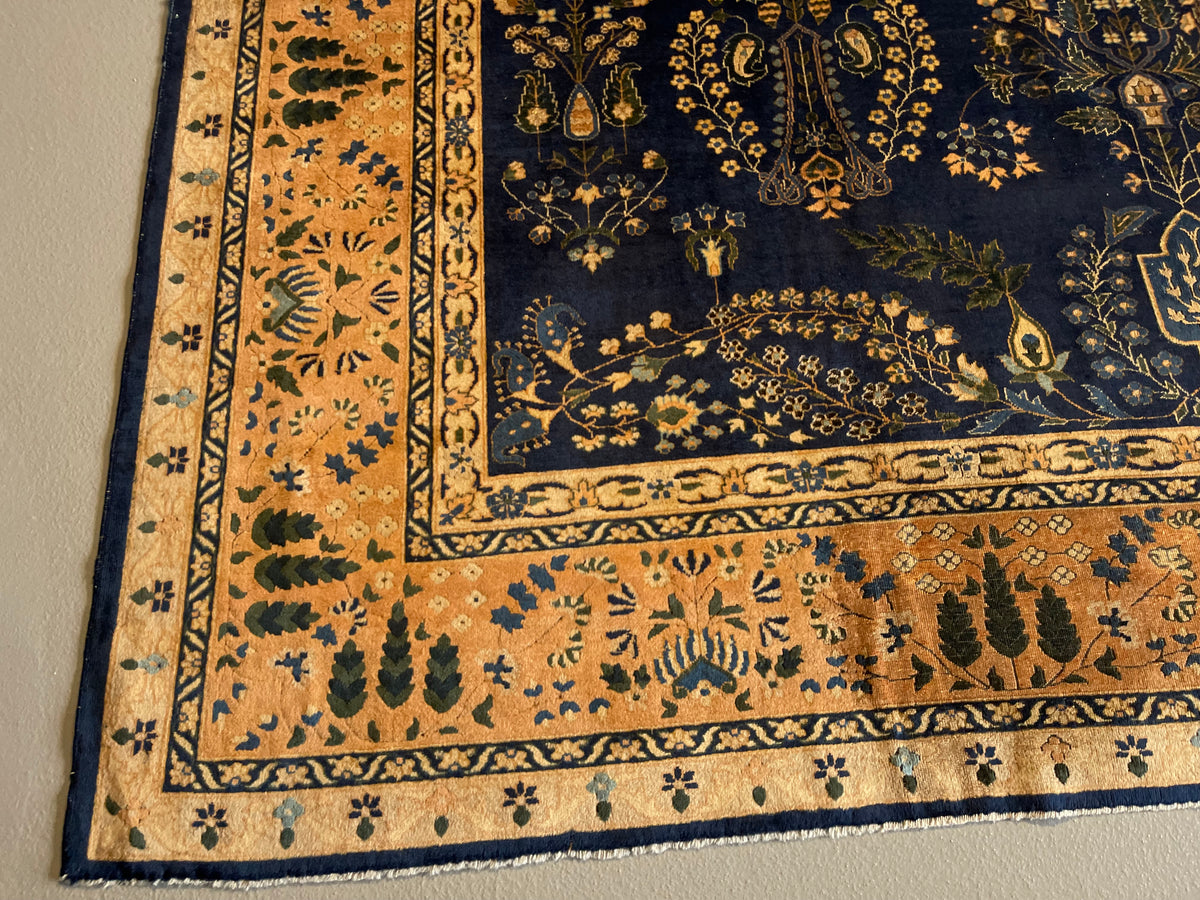 Antique Indian #46 Agra Salmon Border 9 x 12