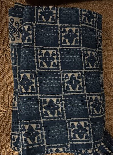 Hand Stitched Hand Blocked Kantha Cotton Quilt 