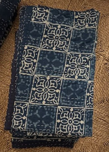 Hand Stitched Hand Blocked Kantha Cotton Quilt