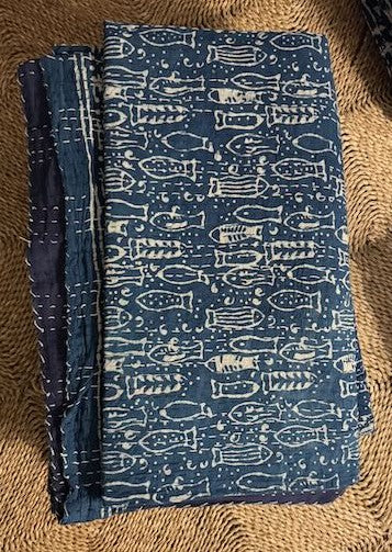 Hand Stitched Hand Blocked Kantha Cotton Quilt