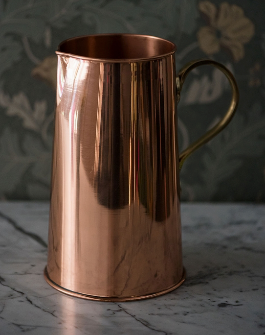 Copper Water Pitcher, Brass Handle