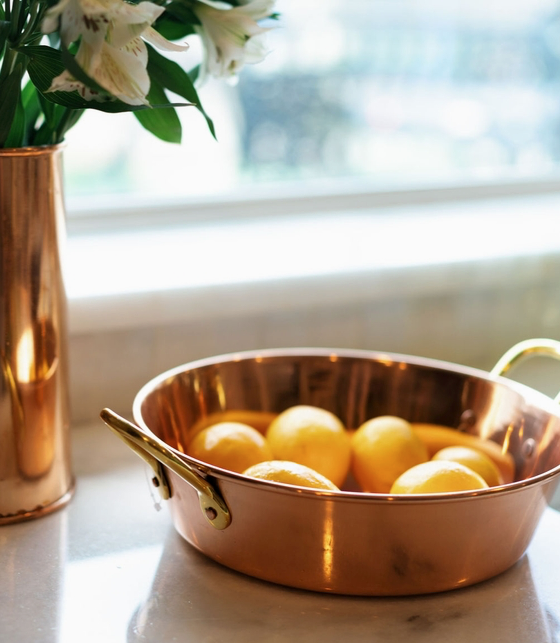 Copper Fait Tout Pan, Brass Handle