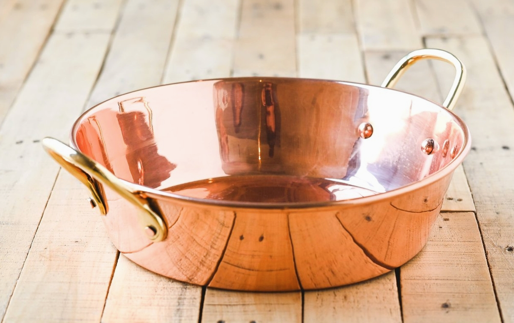 Copper Fait Tout Pan, Brass Handle